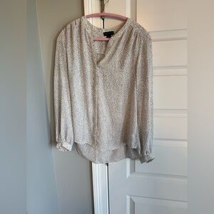 Adrienne Vittadini Cream Blouse with Subtle Black Dot Print